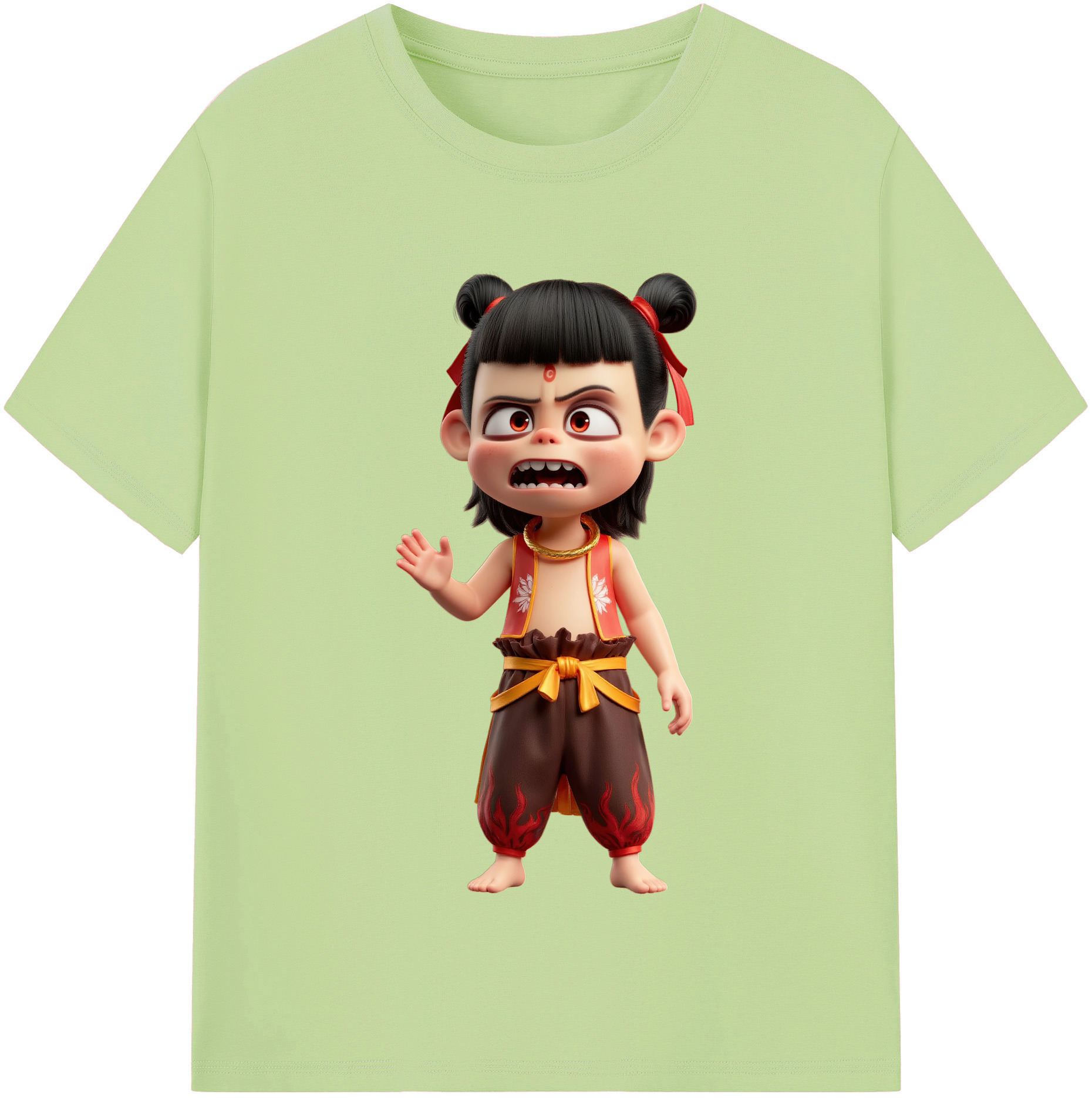 （画像用） Ne Zha 2 ナタ 魔童の大暴れ 綿100％半袖Tシャツ（フロントプリント）